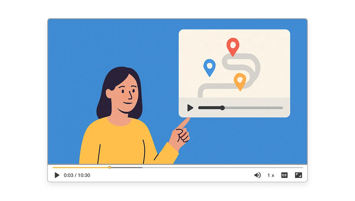 Roadmap update video showing a presenter explaining upcoming milestones with visual clarity